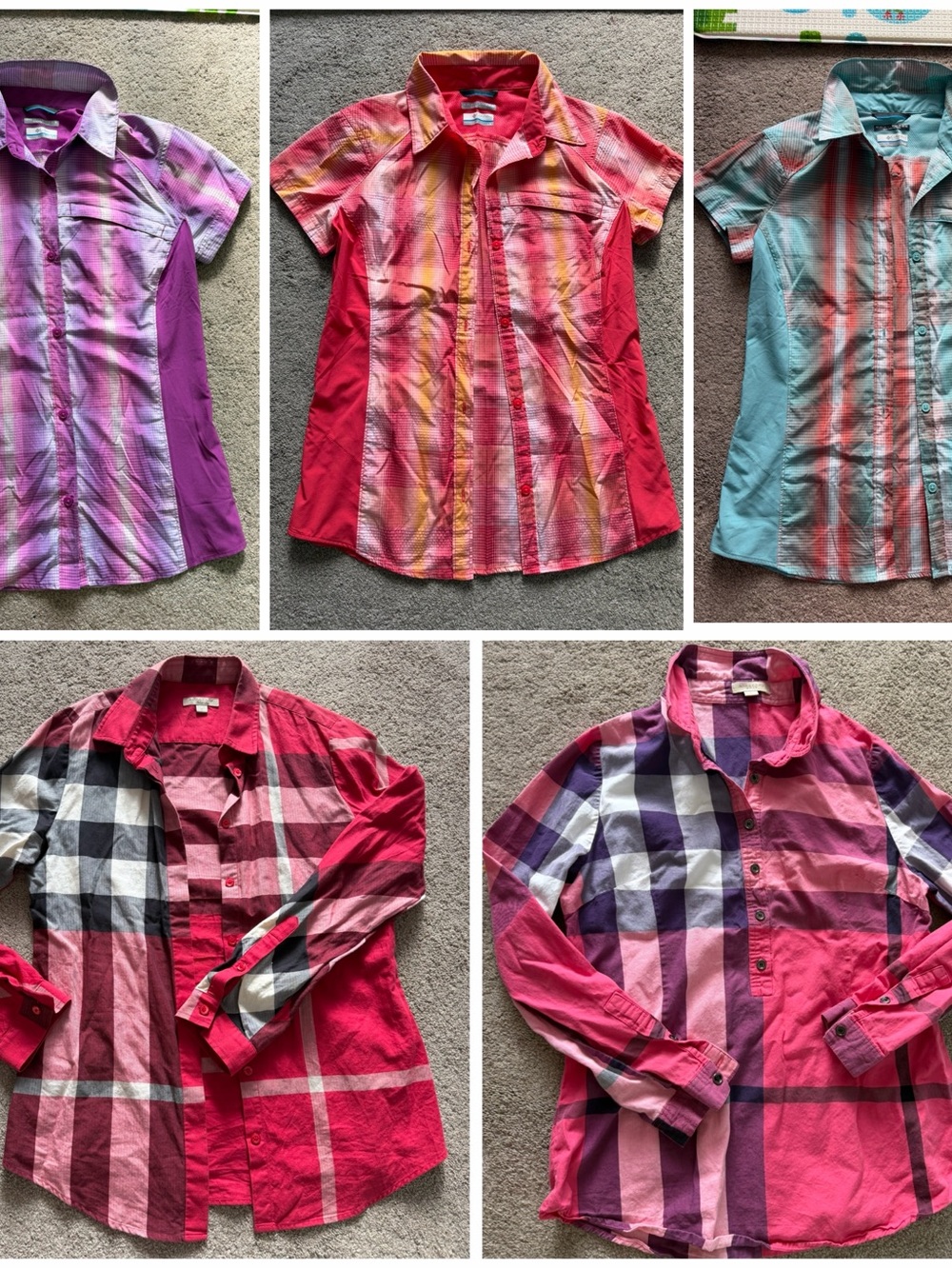 Women’s Short-Sleeve Button Front Blouse - Pink Multicolor